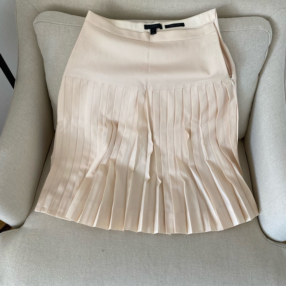 J Crew Cream Color Pleated 100% Wool Skirt